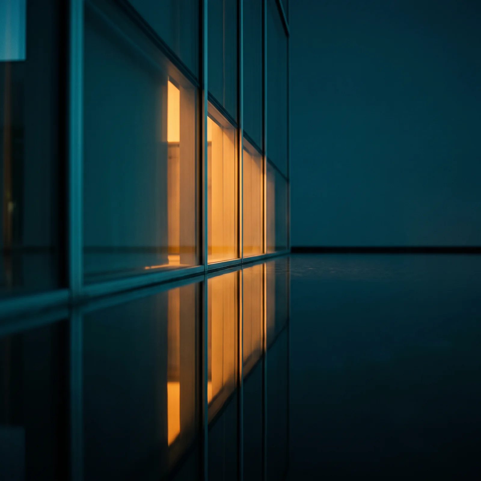 Glass Facade Reflected in a Still Pool — AI-generated photograph