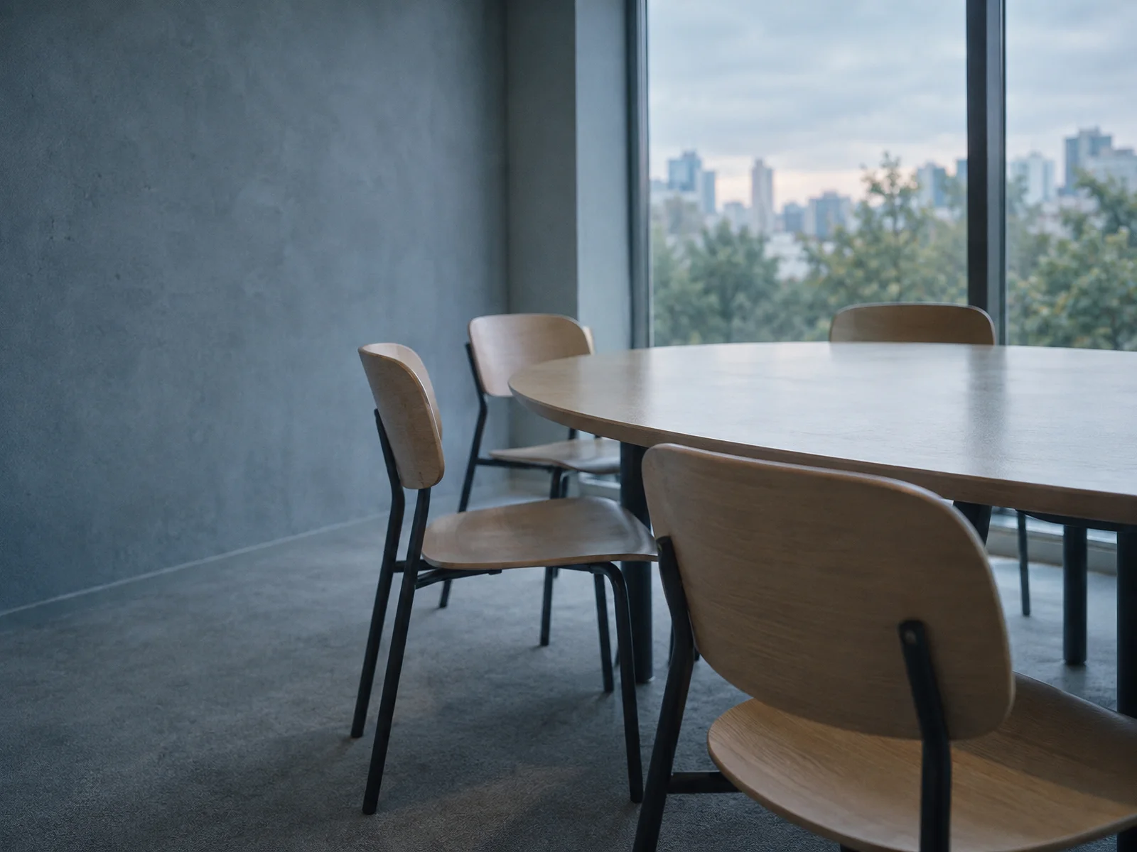 Chairs Around a Curved Meeting Table — AI-generated photograph