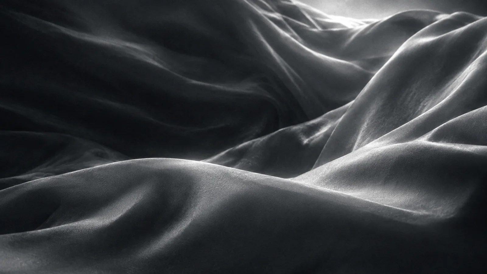 White Silk Folding Across a Dark Field — AI-generated photograph
