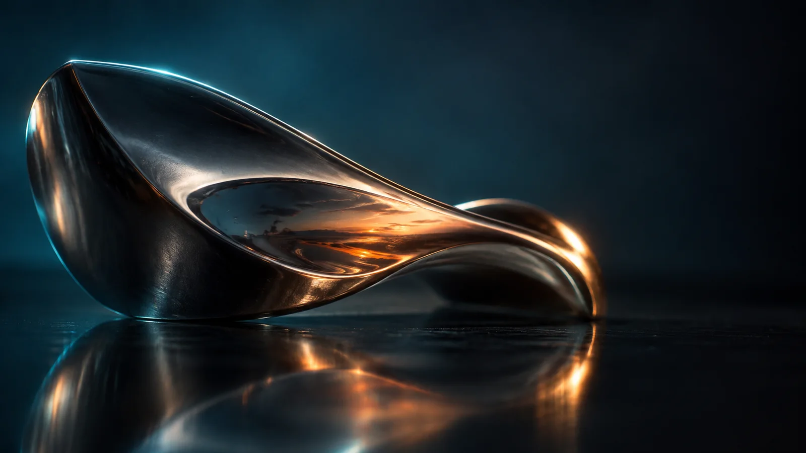 Curved Steel with Amber and Teal Rims — AI-generated photograph
