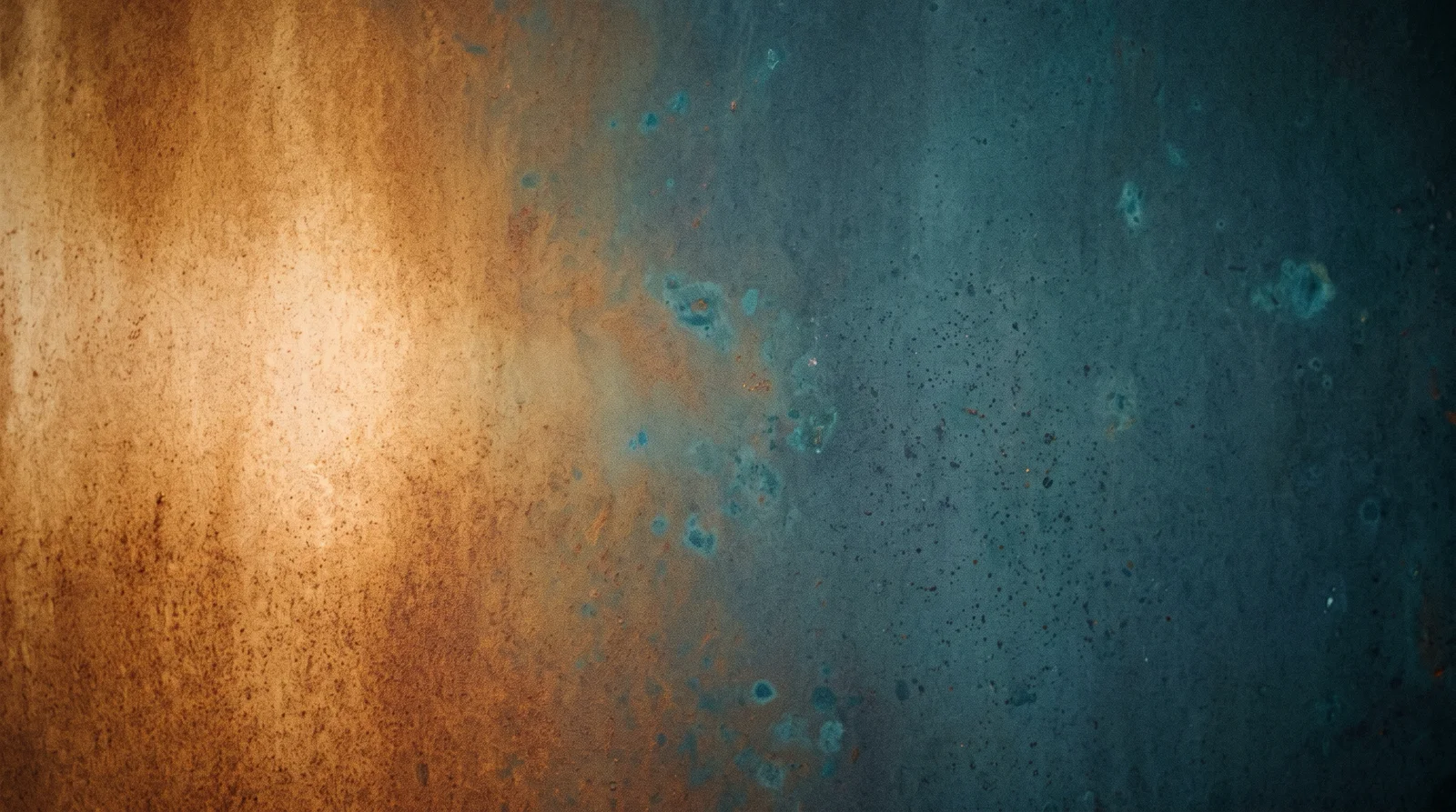 Amber and Teal Rust Field — AI-generated photograph