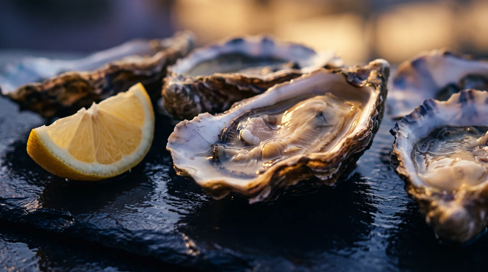 Backlit Oysters With Violet Shadows — AI-generated photograph