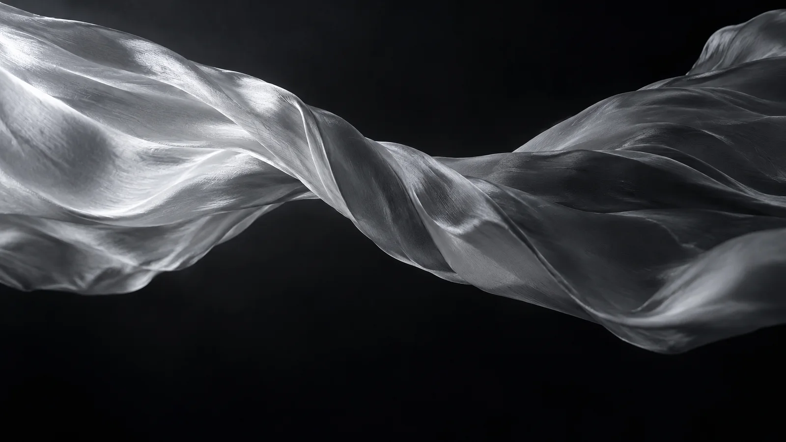 Twisting White Silk in Side Light — AI-generated photograph