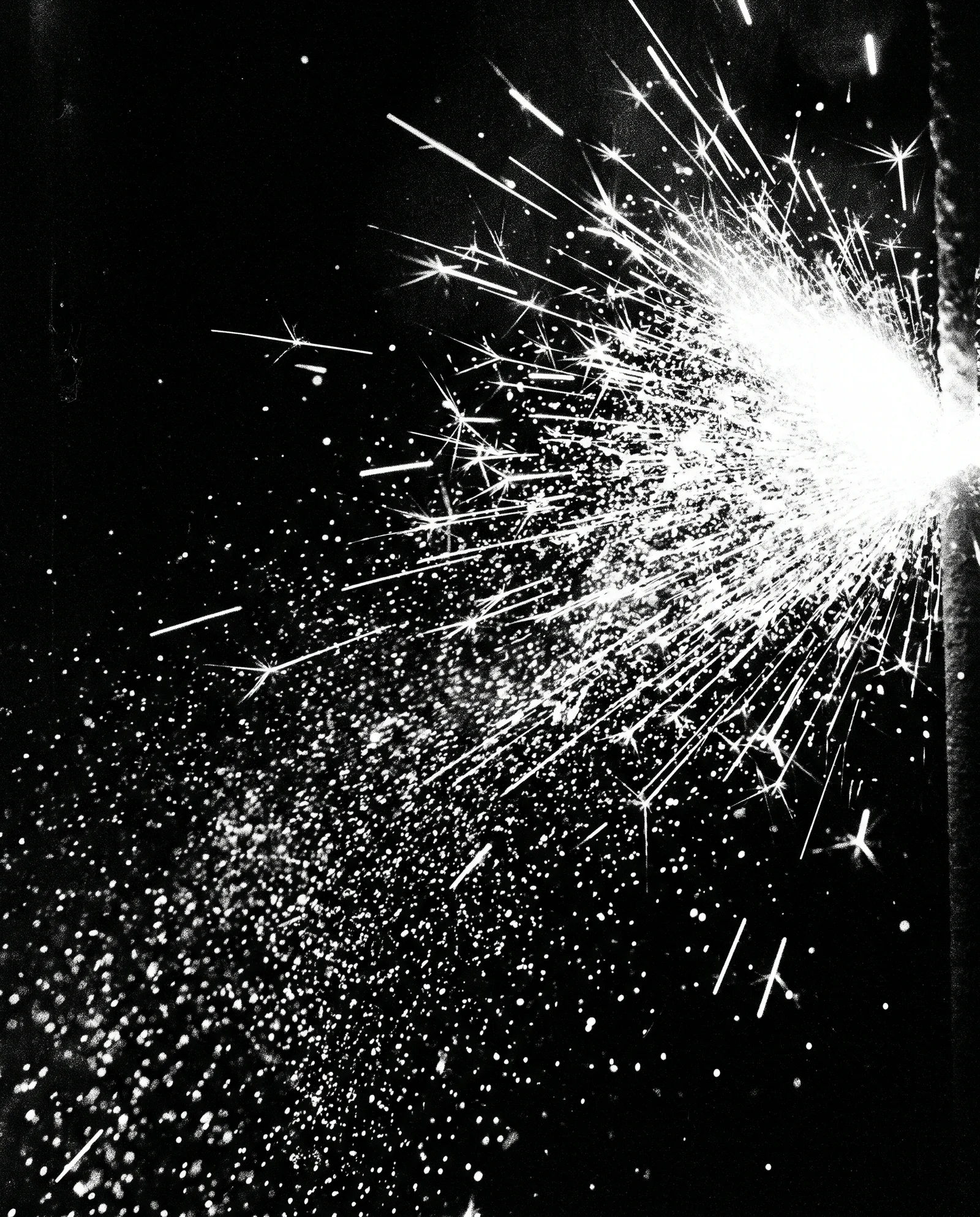 Sparkler Sparks in High-Contrast Black and White — AI-generated photograph