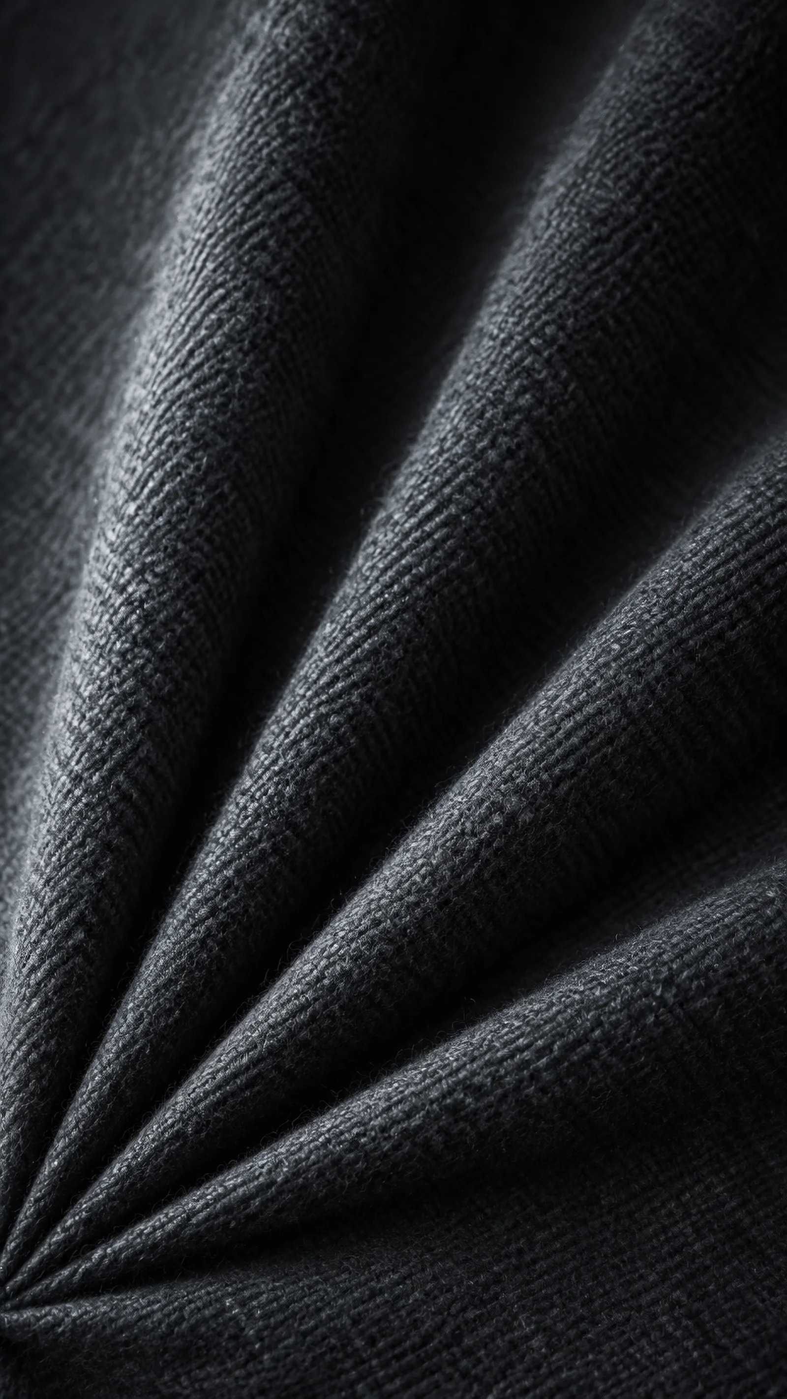 Fan-Shaped Folds of Charcoal Wool — AI-generated photograph