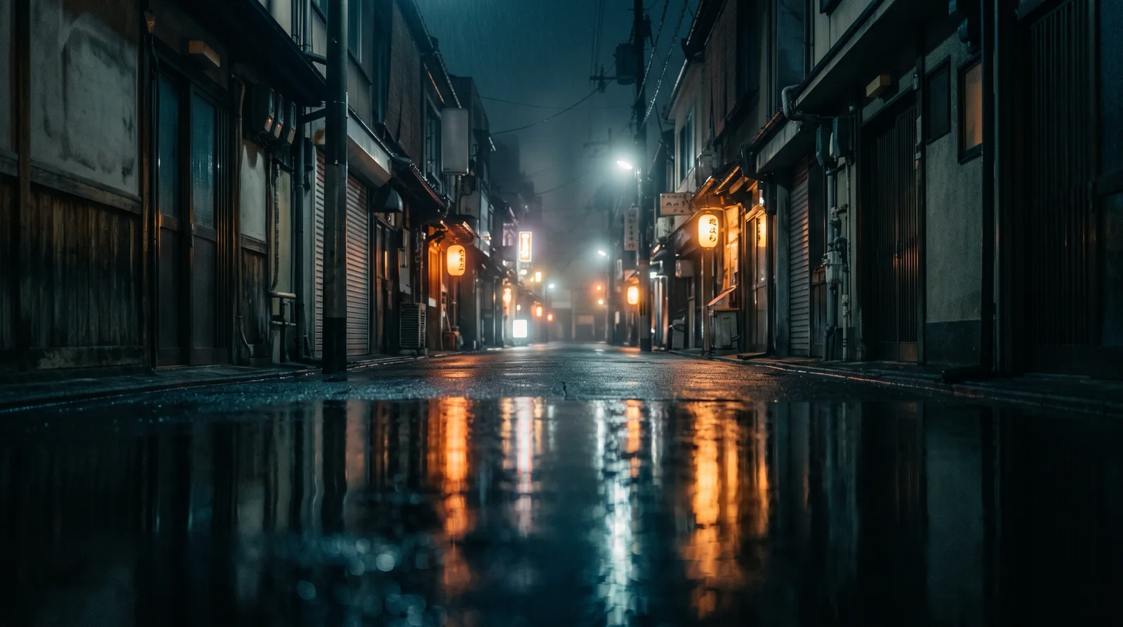 Rain-Slicked Street Mirroring Neon Lights — AI-generated photograph