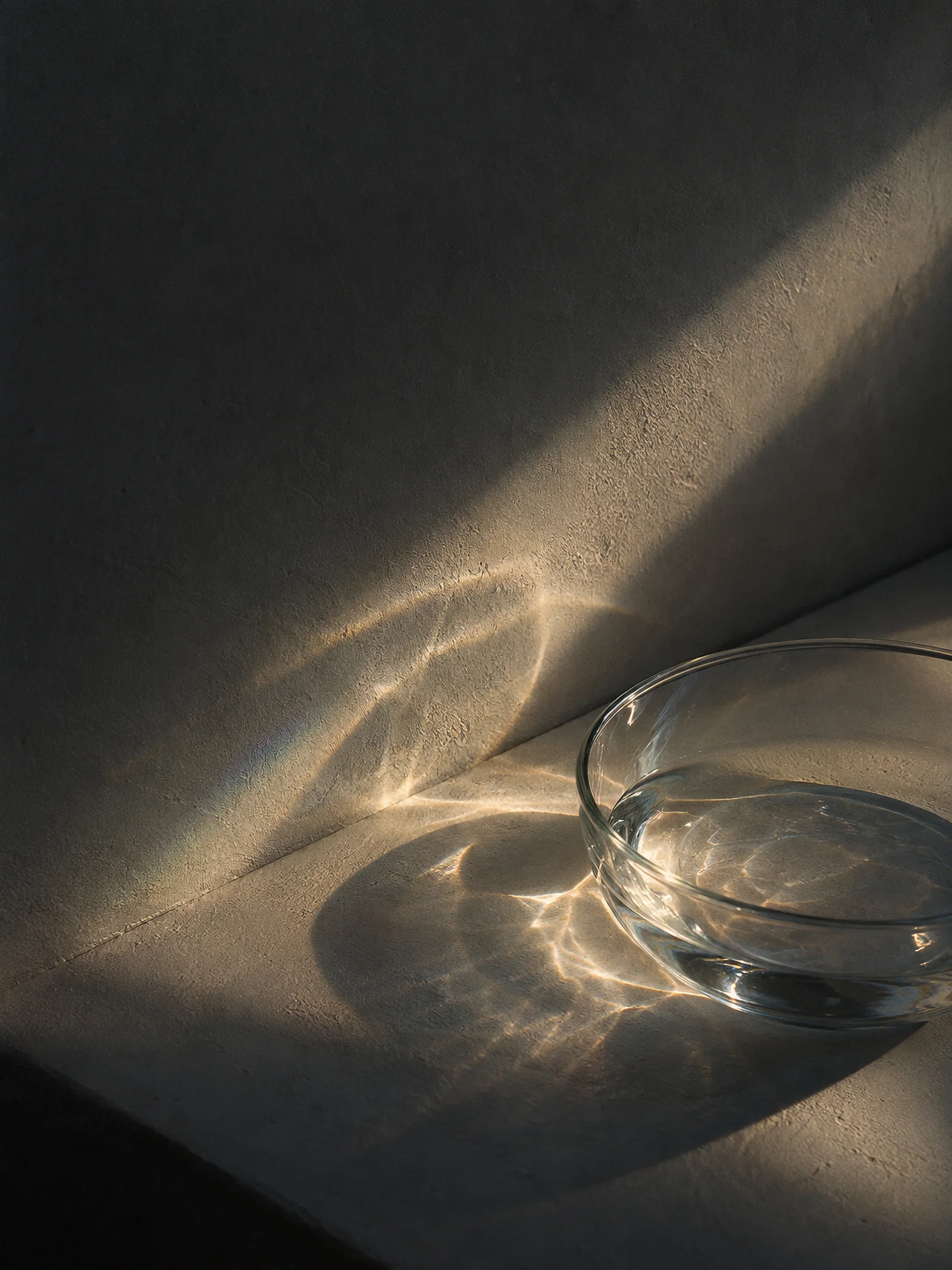 Glass Bowl Casting Curved Light — AI-generated photograph