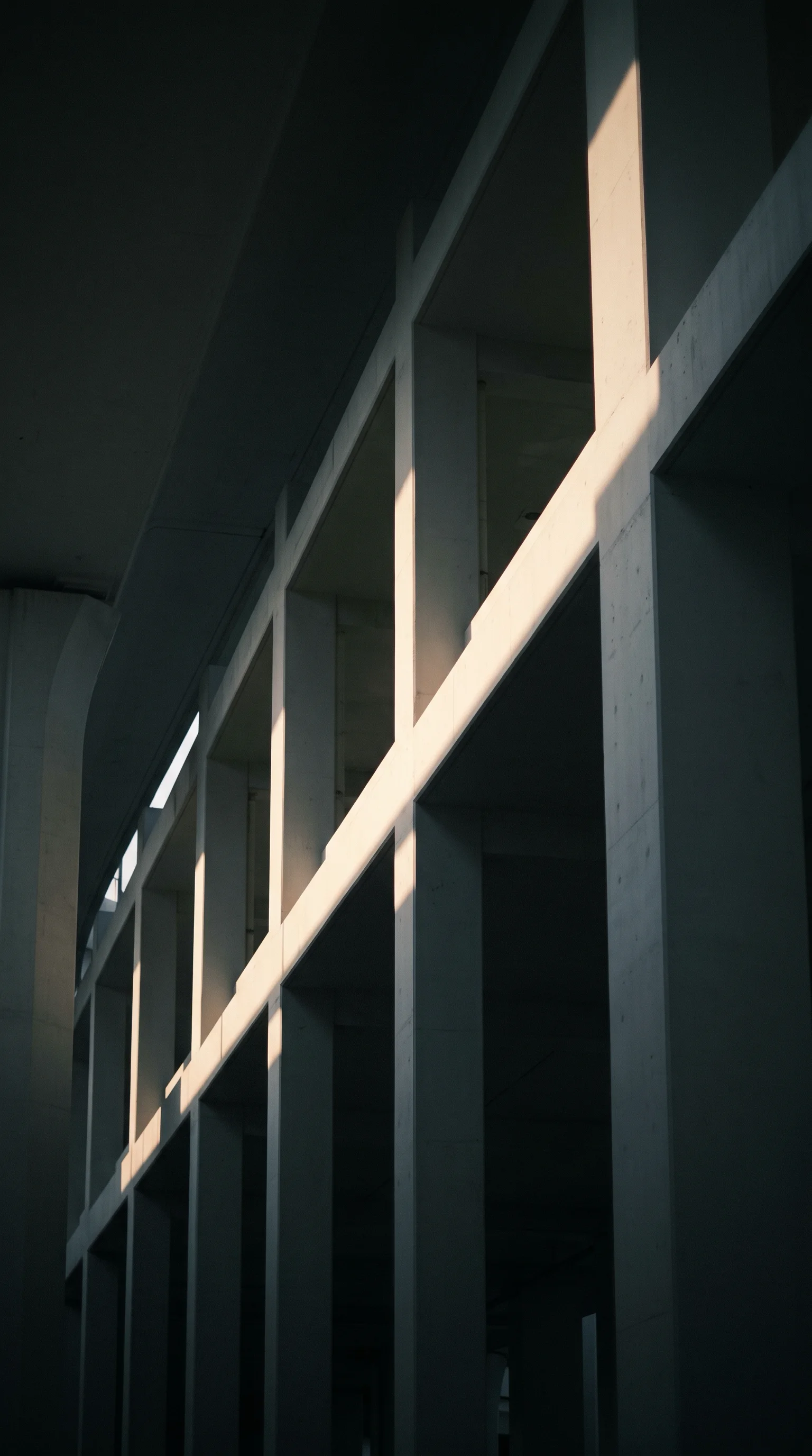 Concrete Highway Piers in Raking Dusk Light — AI-generated photograph