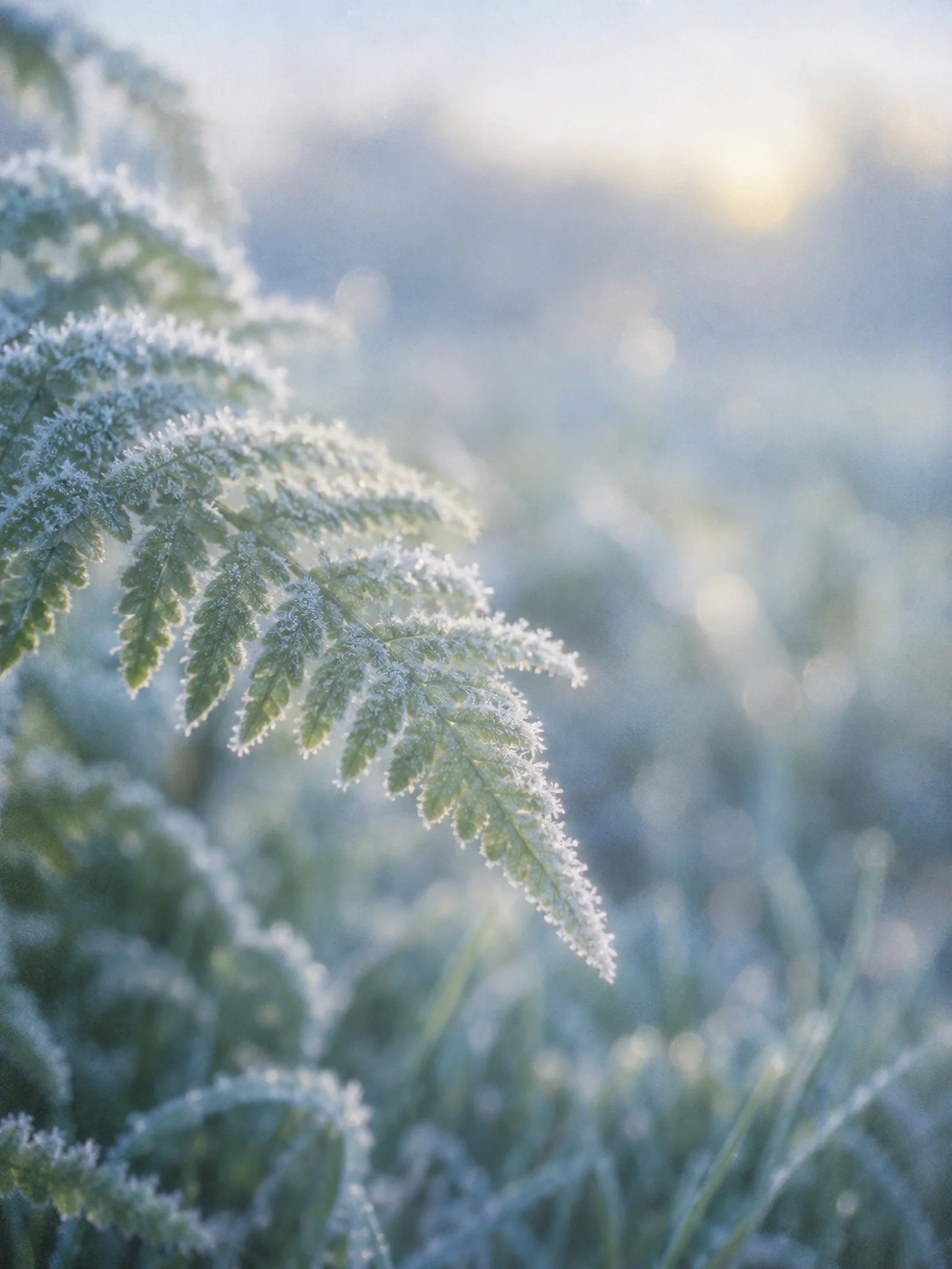 Frost on a Fern Frond — AI-generated photograph