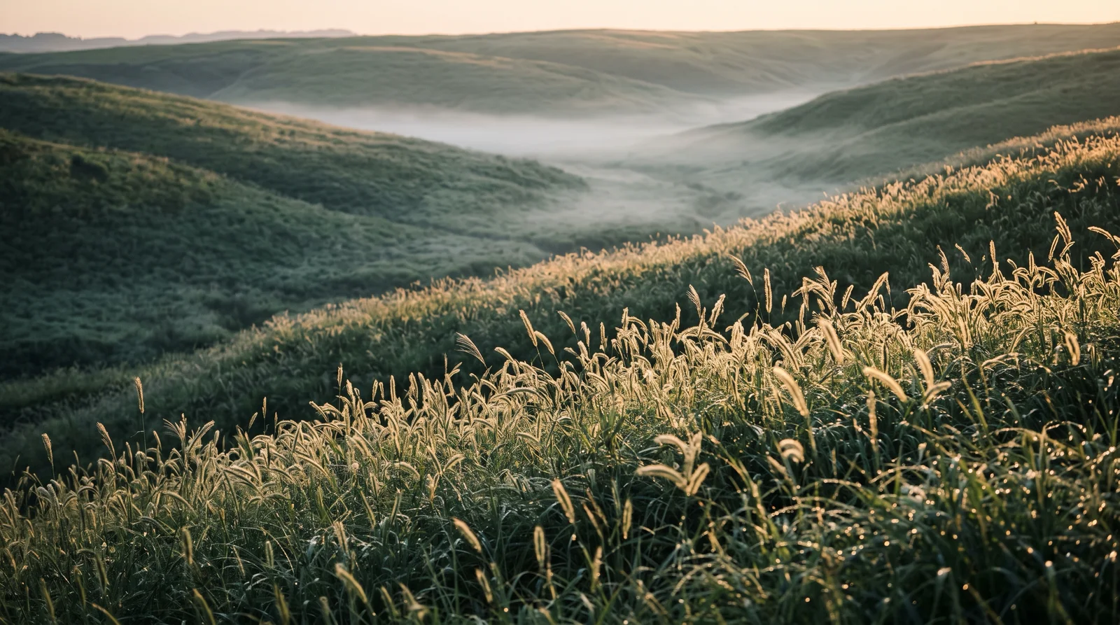 Dew-Laden Meadow at First Light — AI-generated photograph
