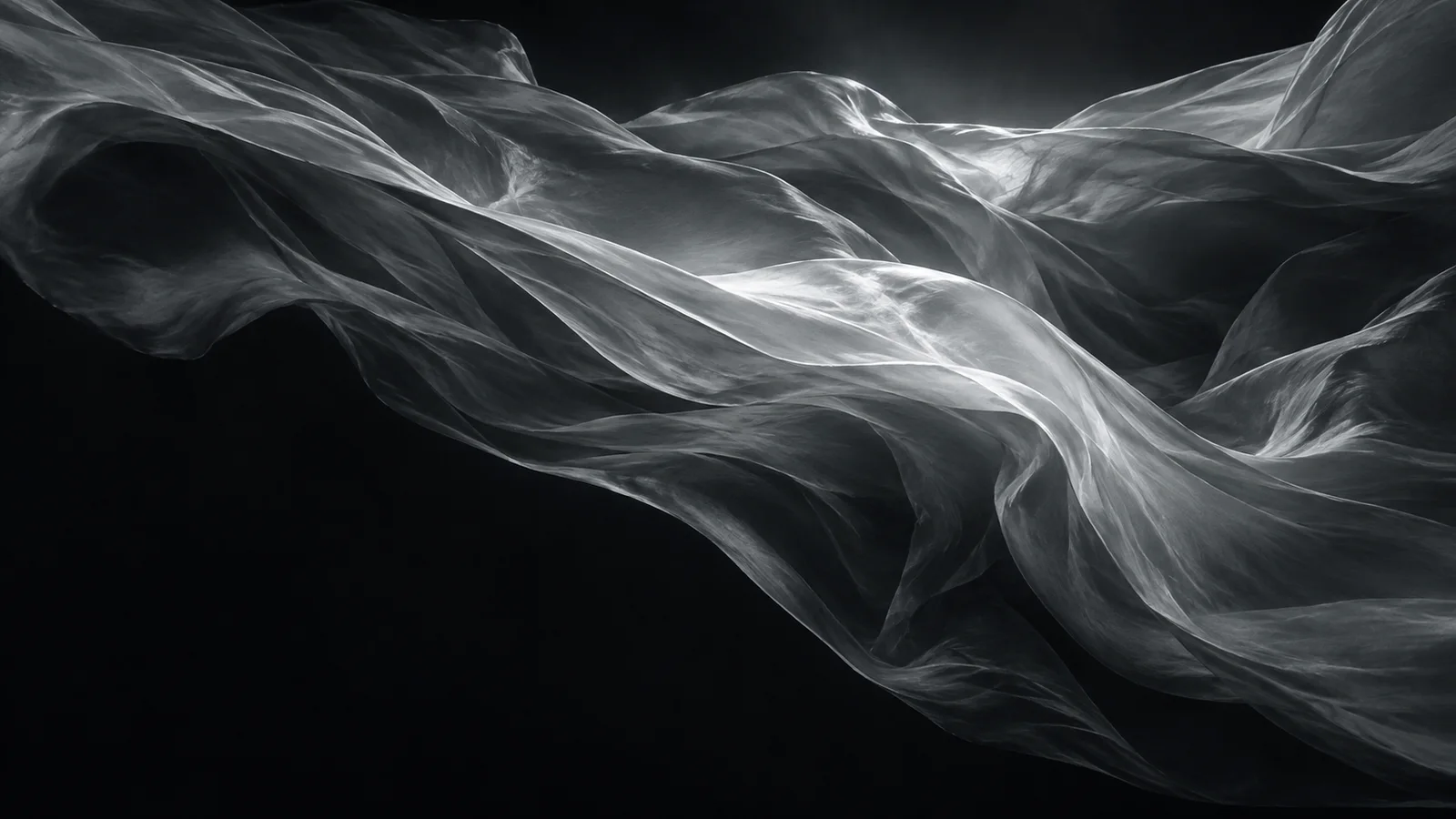 White Silk Billowing Across a Dark Field — AI-generated photograph