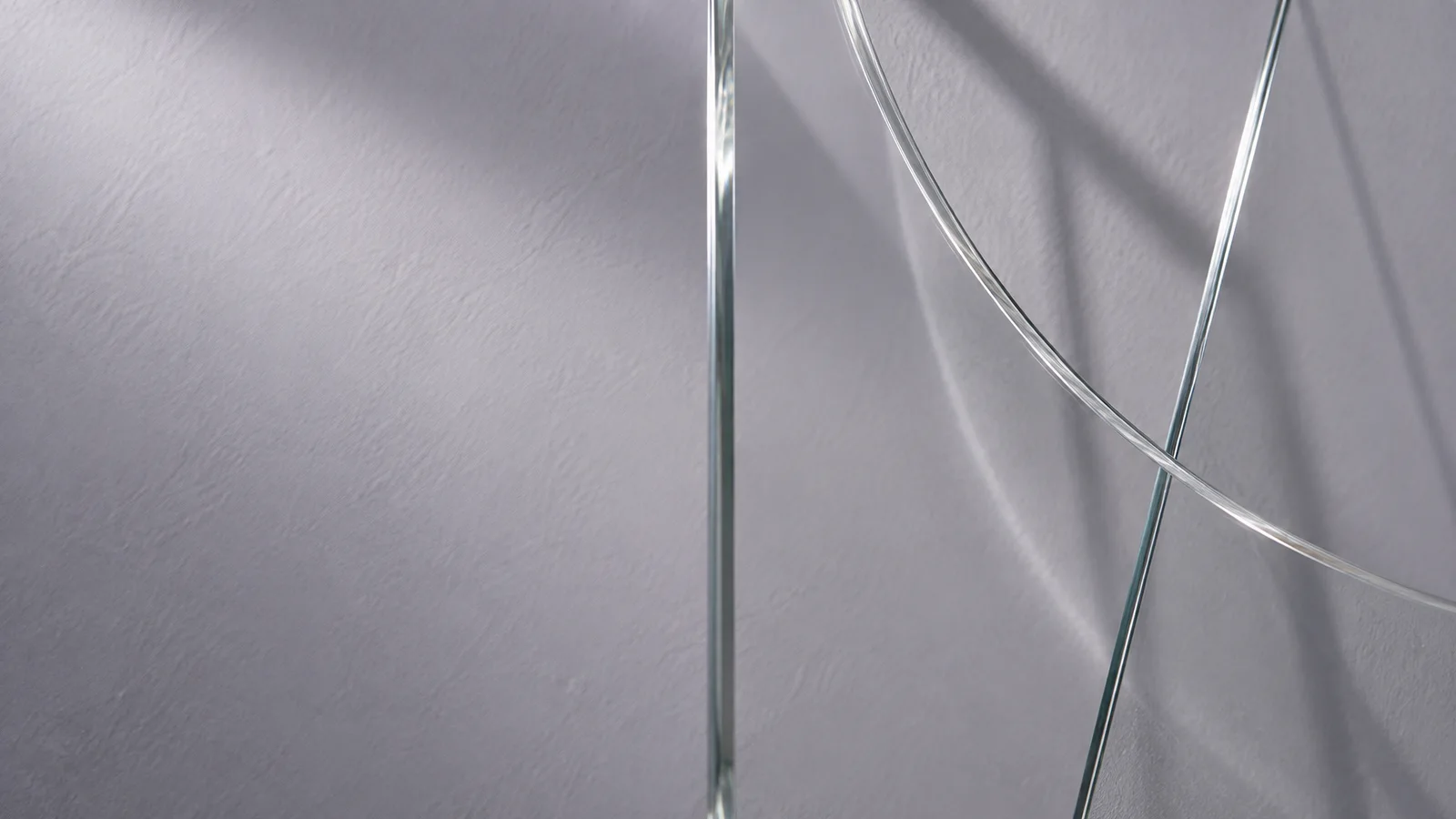 Curved Glass Edge Against Plaster — AI-generated photograph