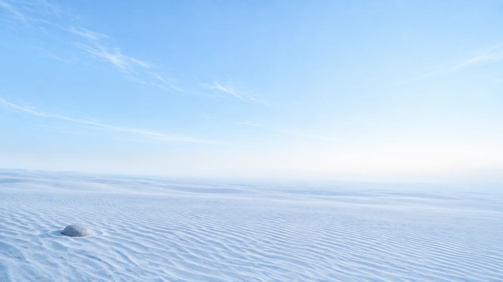 Single Pebble on Pale Blue Dunes — AI-generated photograph
