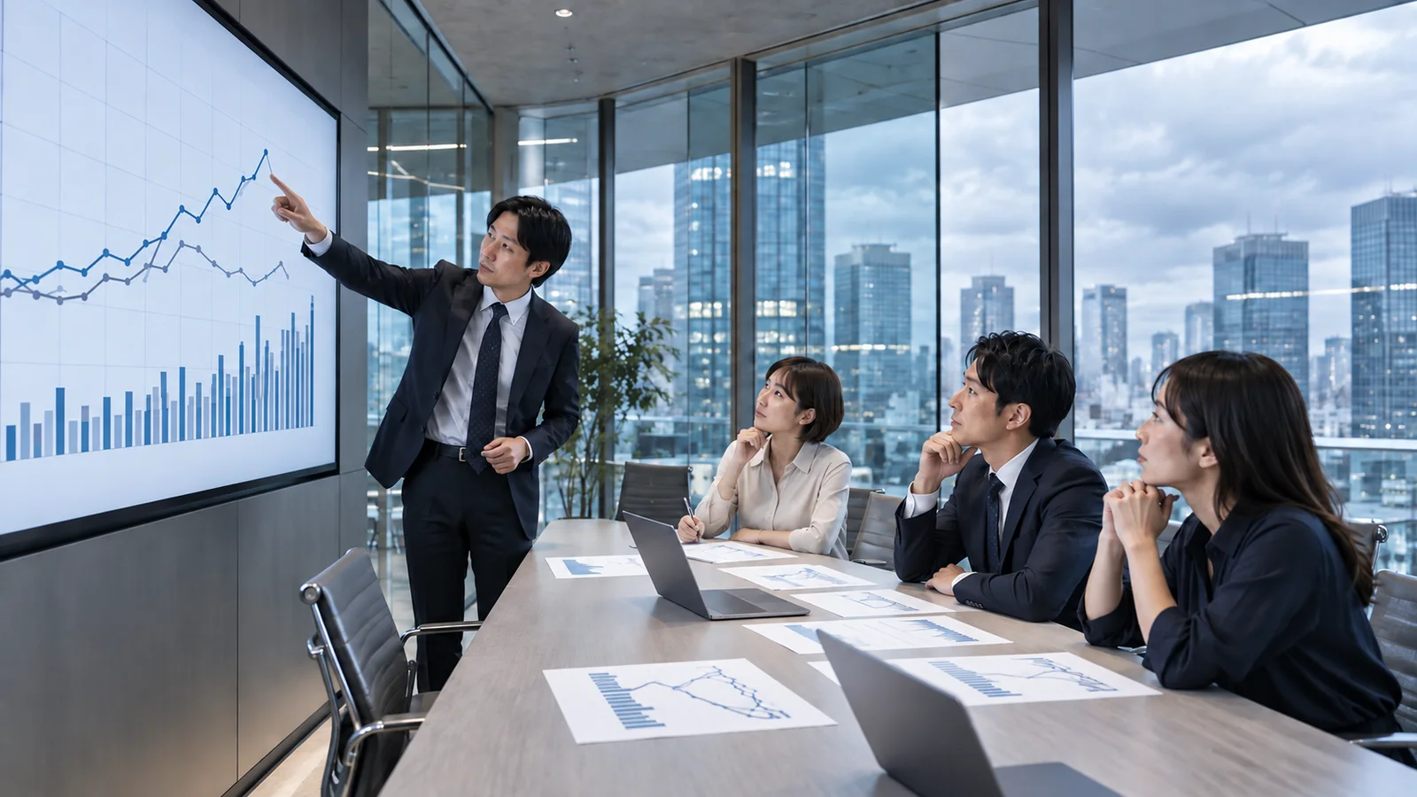 Strategy Team Reviewing Performance Trends — AI-generated photograph