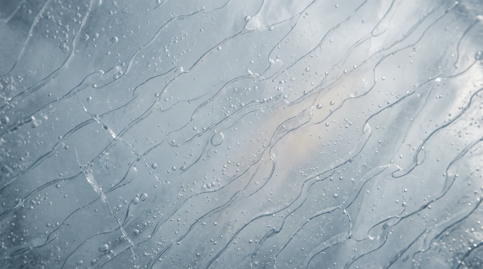 Translucent Ice Slab with Trapped Air Bubbles — AI-generated photograph