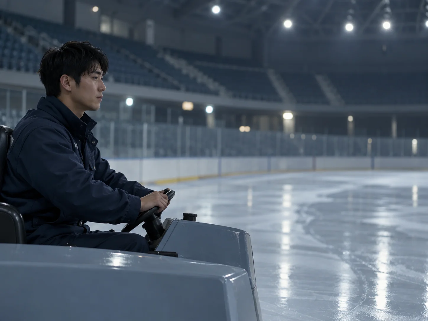 Man Driving an Ice Resurfacer — AI-generated photograph