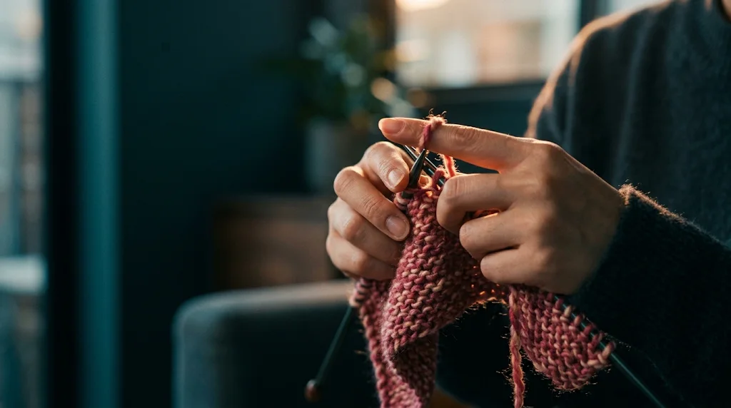Close-up of Hands Knitting with Yarn — AI-generated photograph