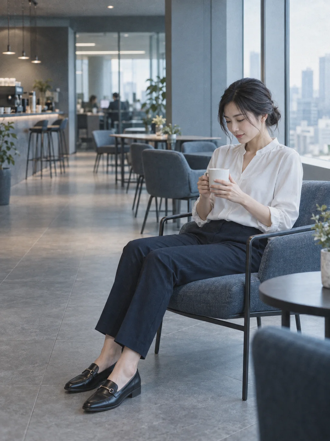 Woman Holding a Mug During Break — AI-generated photograph