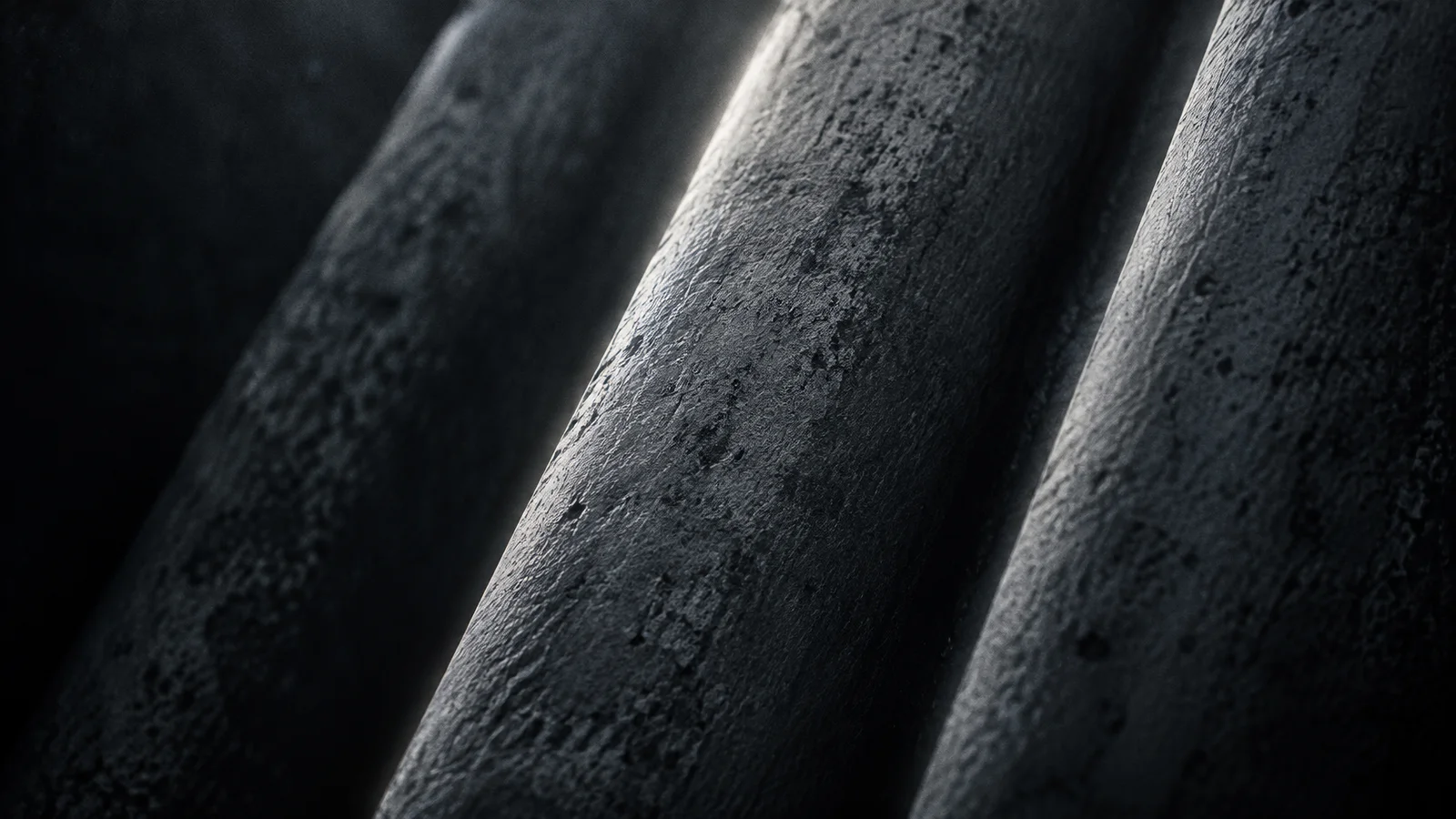 Fluted Stone Columns in Silver Light — AI-generated photograph