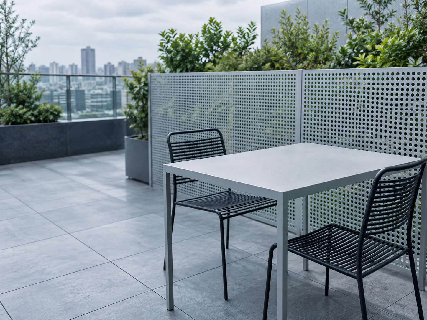 Table and Chairs on an Office Terrace — AI-generated photograph