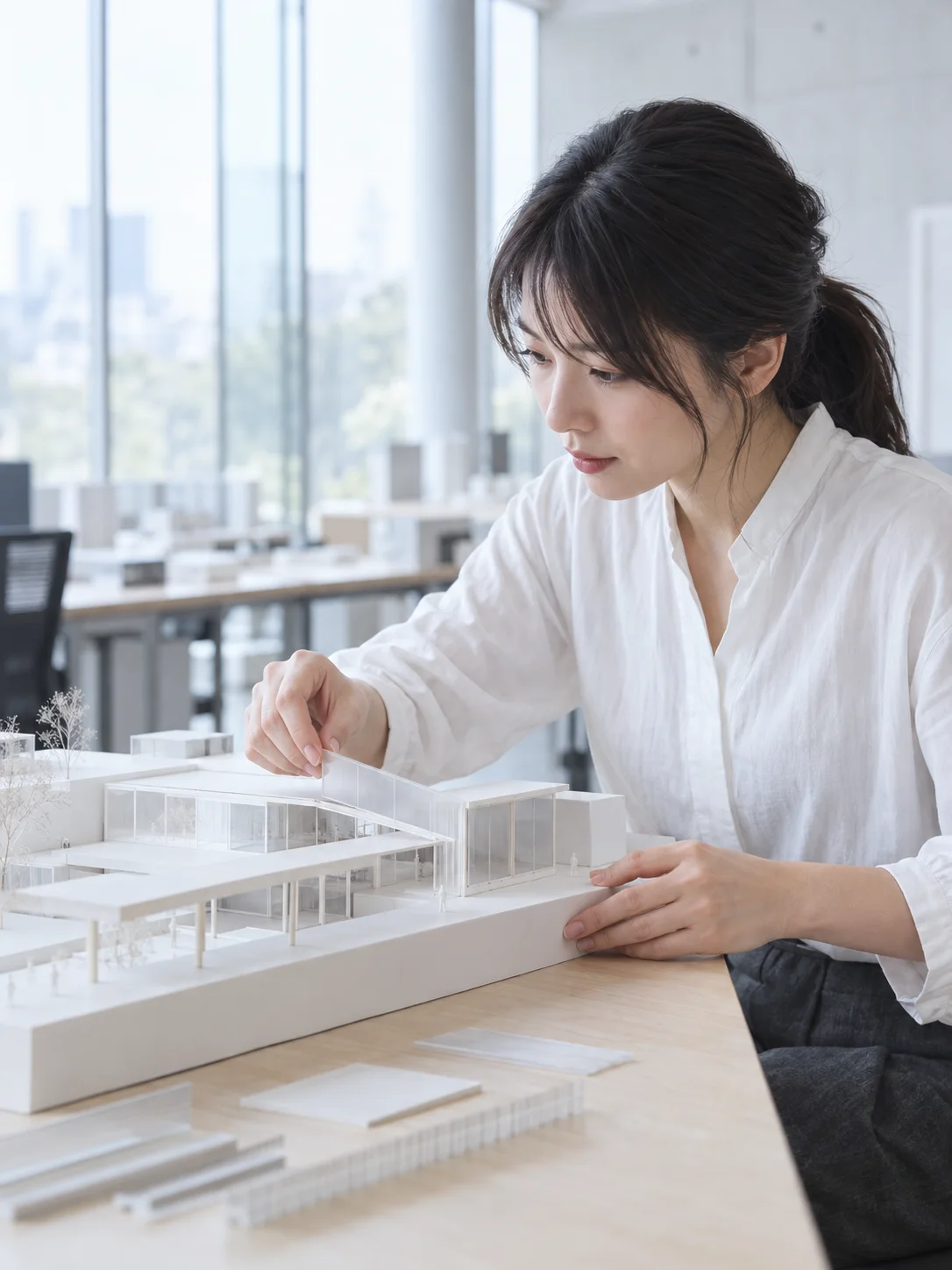 Architect Placing a Facade Panel — AI-generated photograph