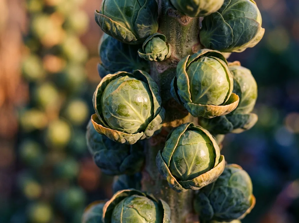Backlit Brussels Sprouts With Violet Shadows — AI-generated photograph
