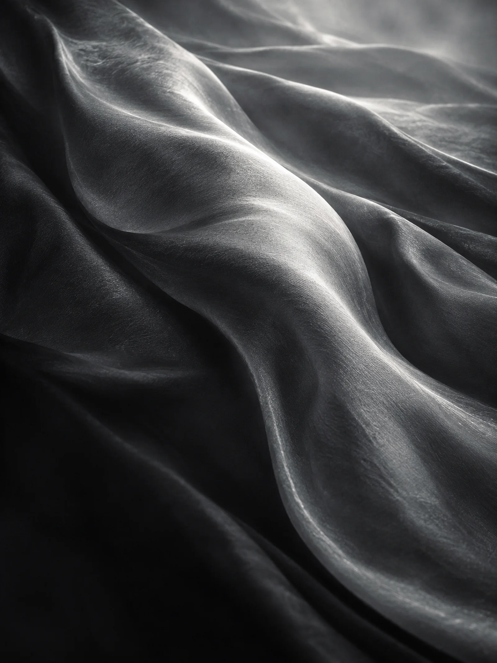 S-Curved Silk Folds in Monochrome — AI-generated photograph