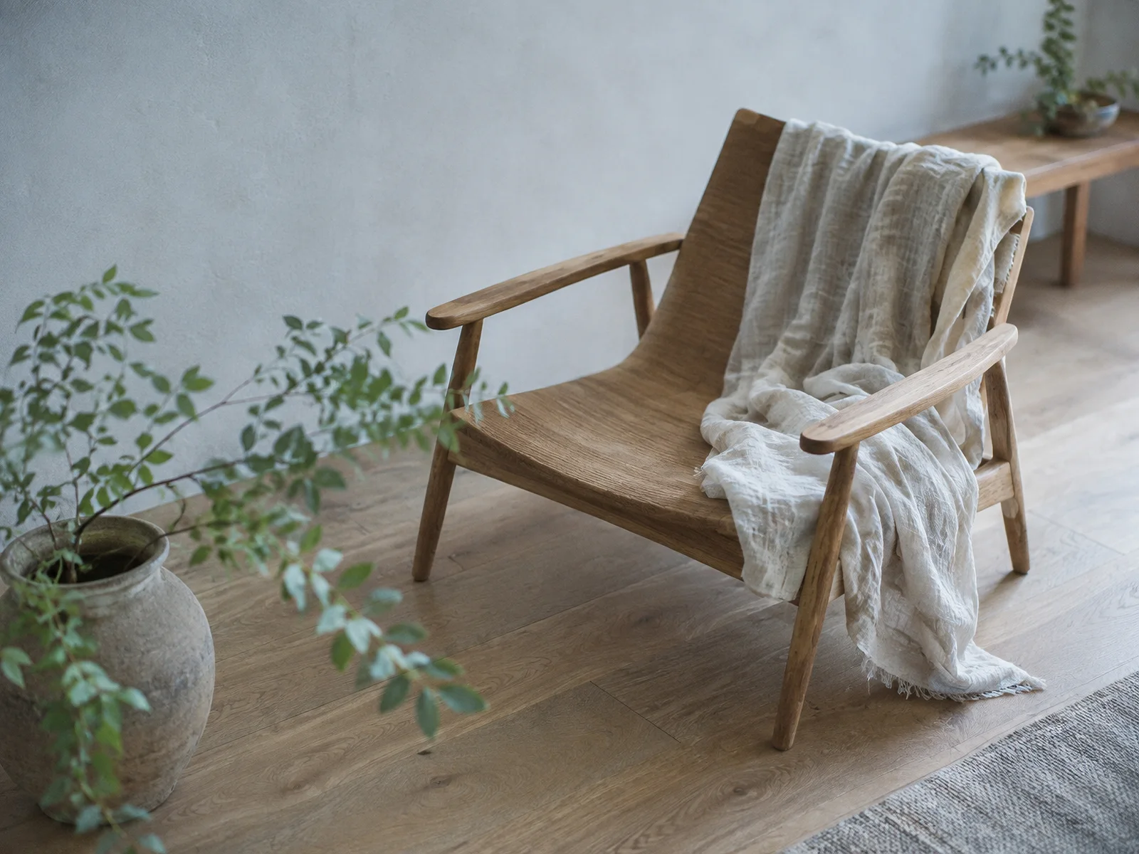 Low Wooden Armchair Seen From Above — AI-generated photograph