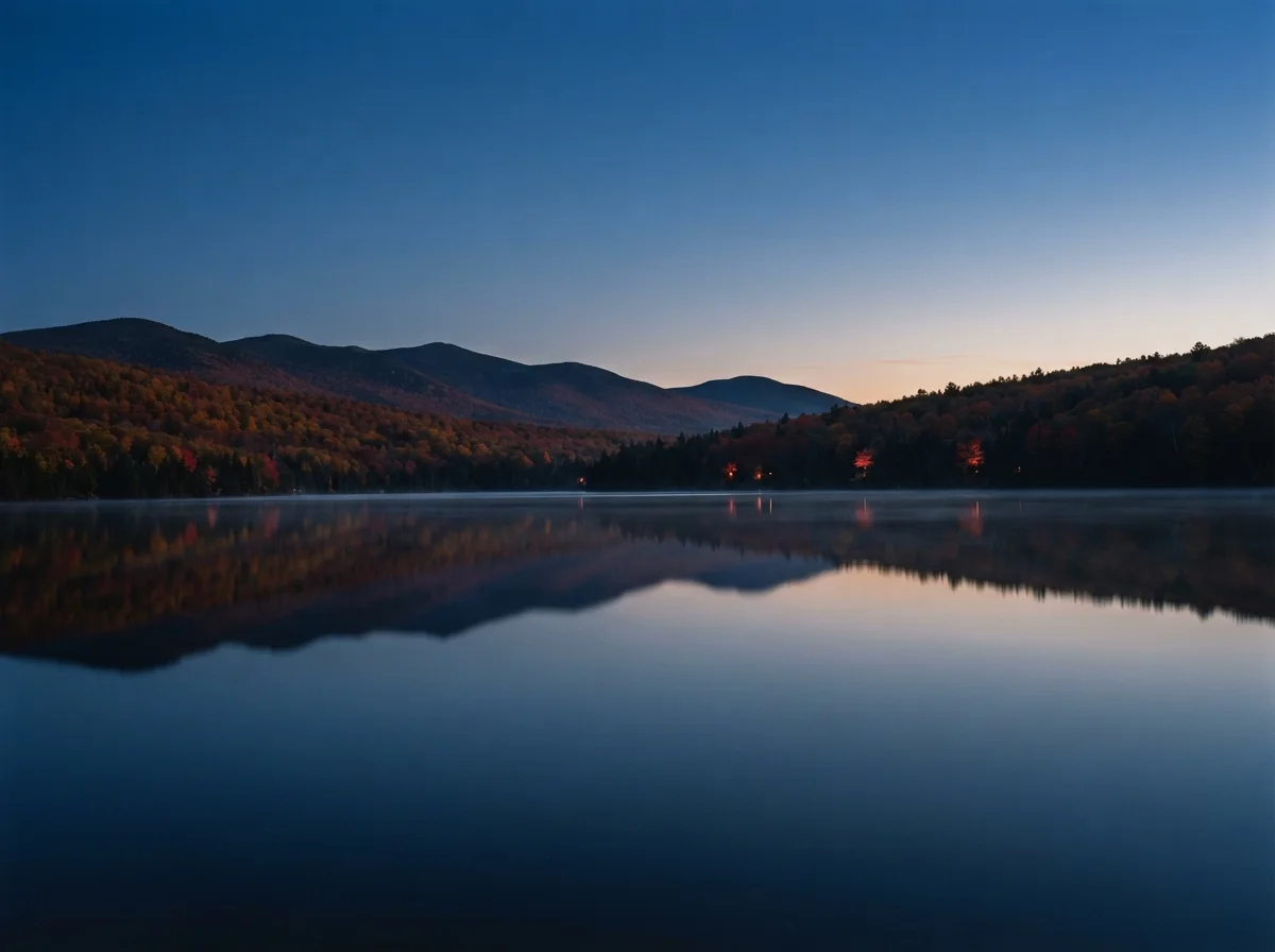 Autumn Ridge Mirrored in Still Water — AI-generated photograph
