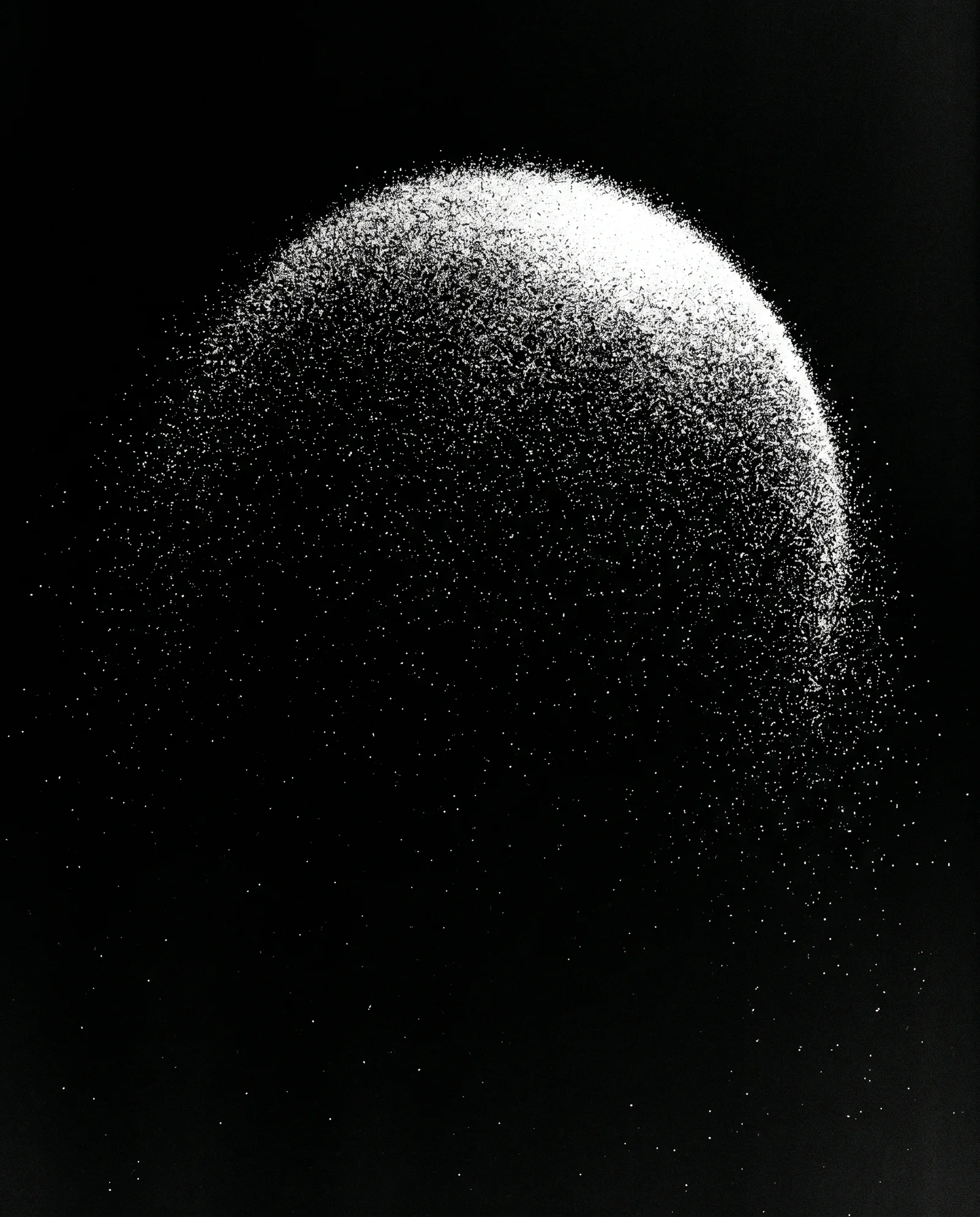 White Grain Arc on a Black Field — AI-generated photograph