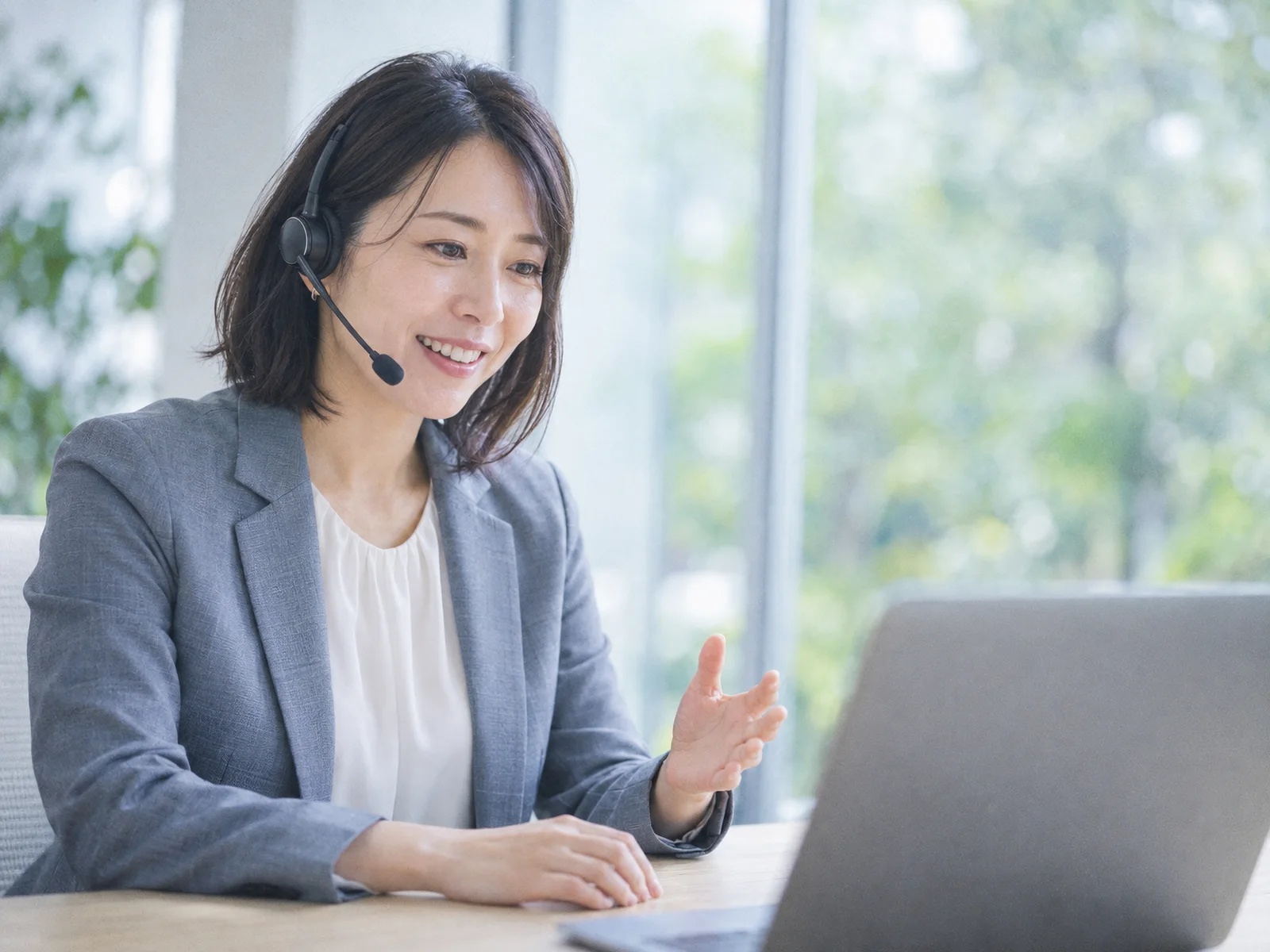 Employee Speaking Through a Headset — AI-generated photograph