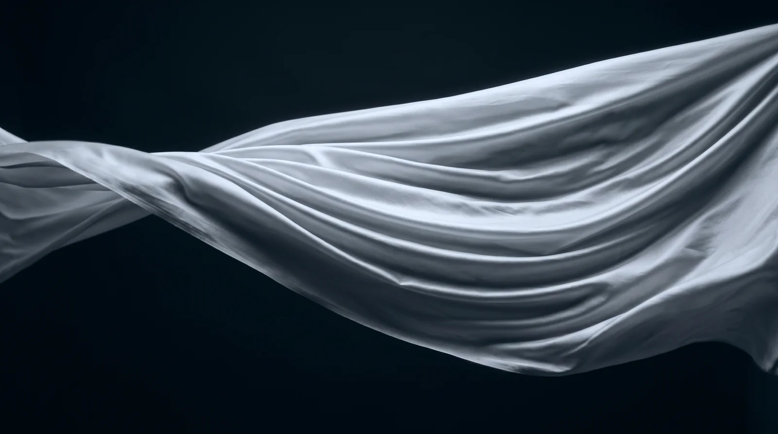 Windblown White Silk Folds in Silver Monochrome — AI-generated photograph