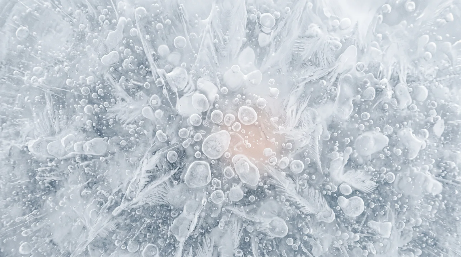 Frozen Air Bubbles in Blue-Grey Ice — AI-generated photograph