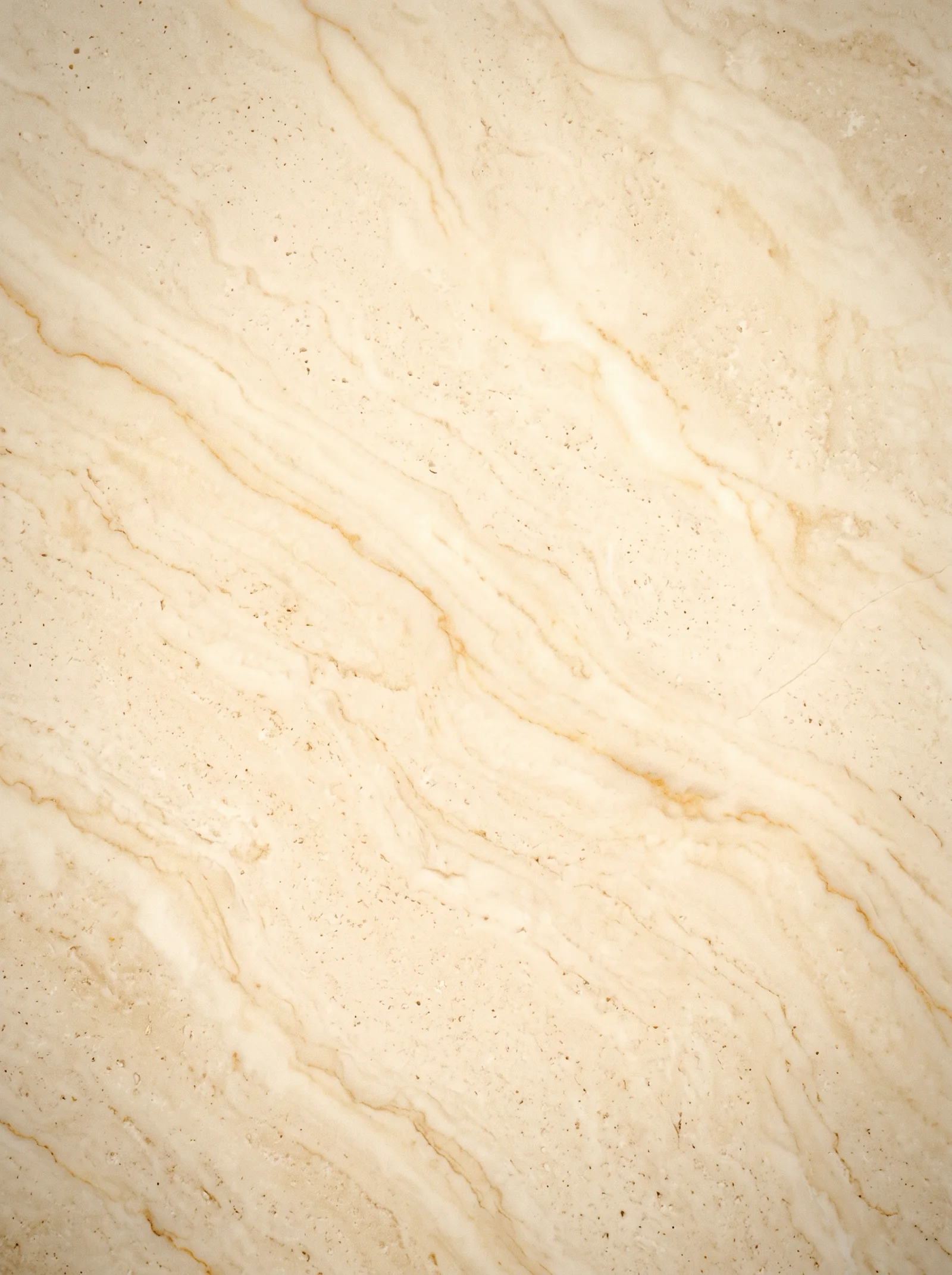 Cream Travertine Slab with Golden Veins — AI-generated photograph