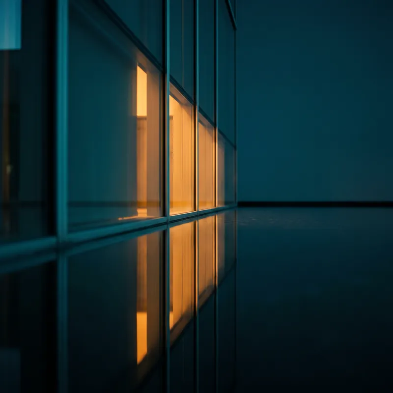 Glass Facade Reflected in a Still Pool — AI-generated photograph