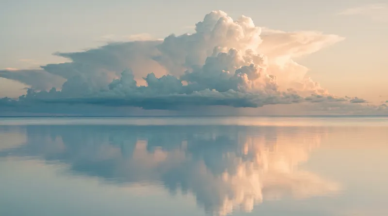 Summer Thunderhead Mirrored on a Calm Sea — AI-generated photograph
