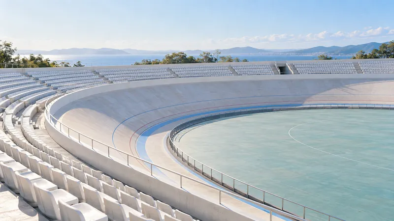 White Stands Around an Outdoor Velodrome — AI-generated photograph