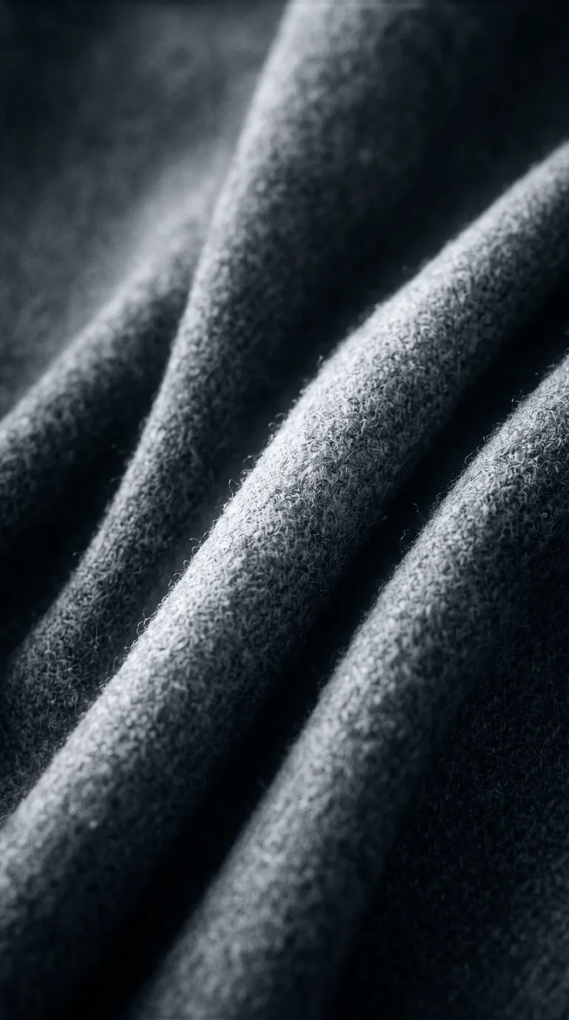Folds of Charcoal Wool in Selenium Monochrome — AI-generated photograph