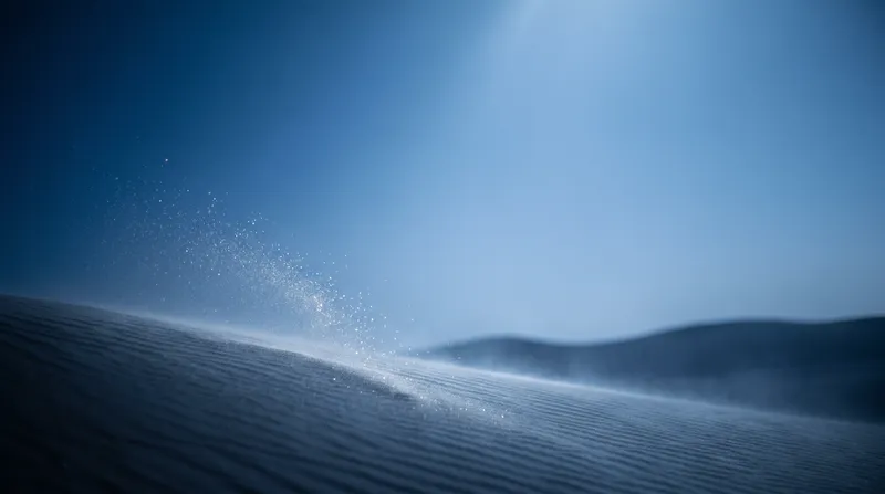 Blowing Sand over a Blue Night Dune — AI-generated photograph