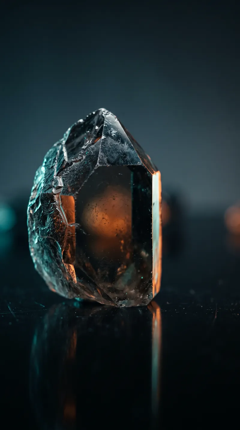 Raw Crystal on a Black Acrylic Mirror — AI-generated photograph