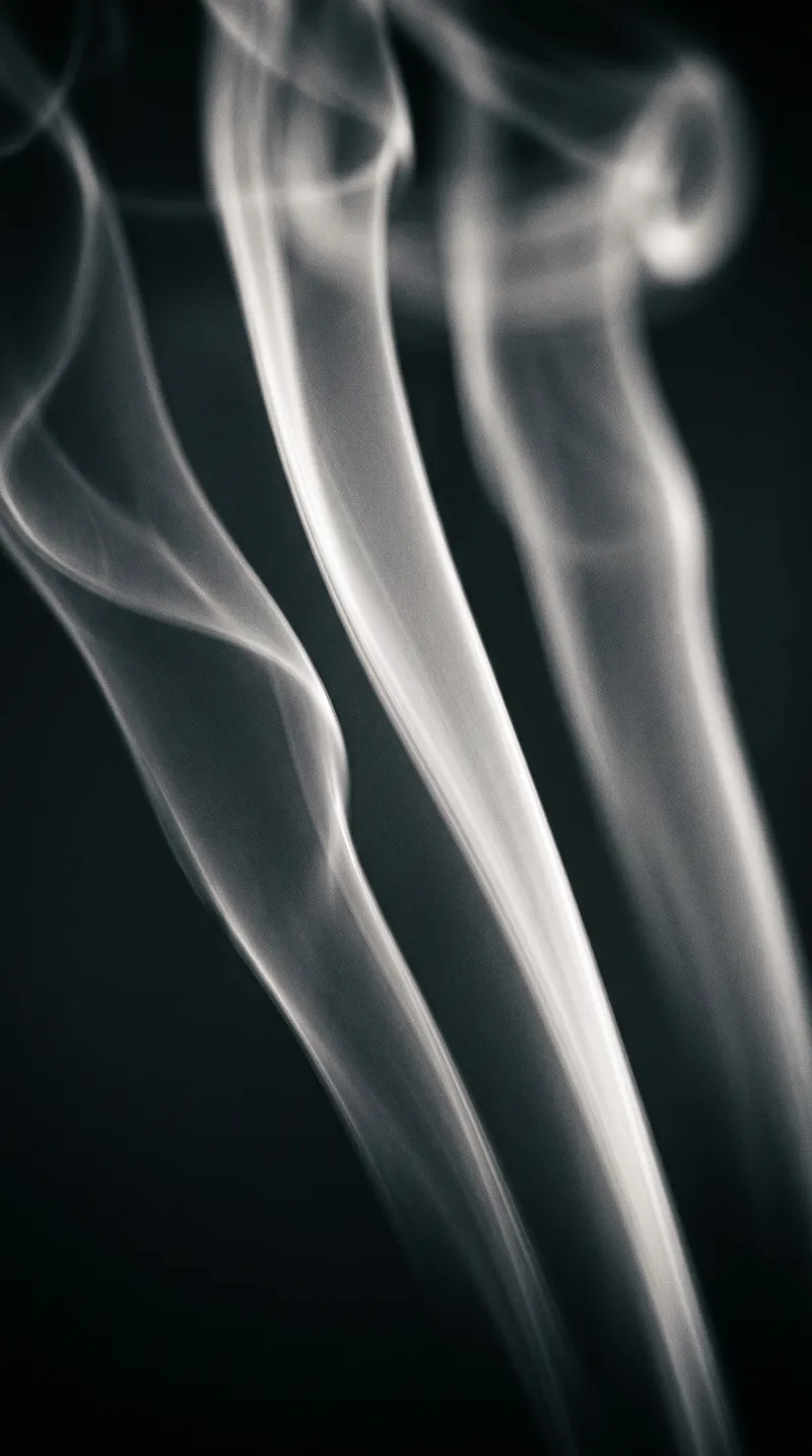 Backlit Smoke Ribbons in Selenium Monochrome — AI-generated photograph