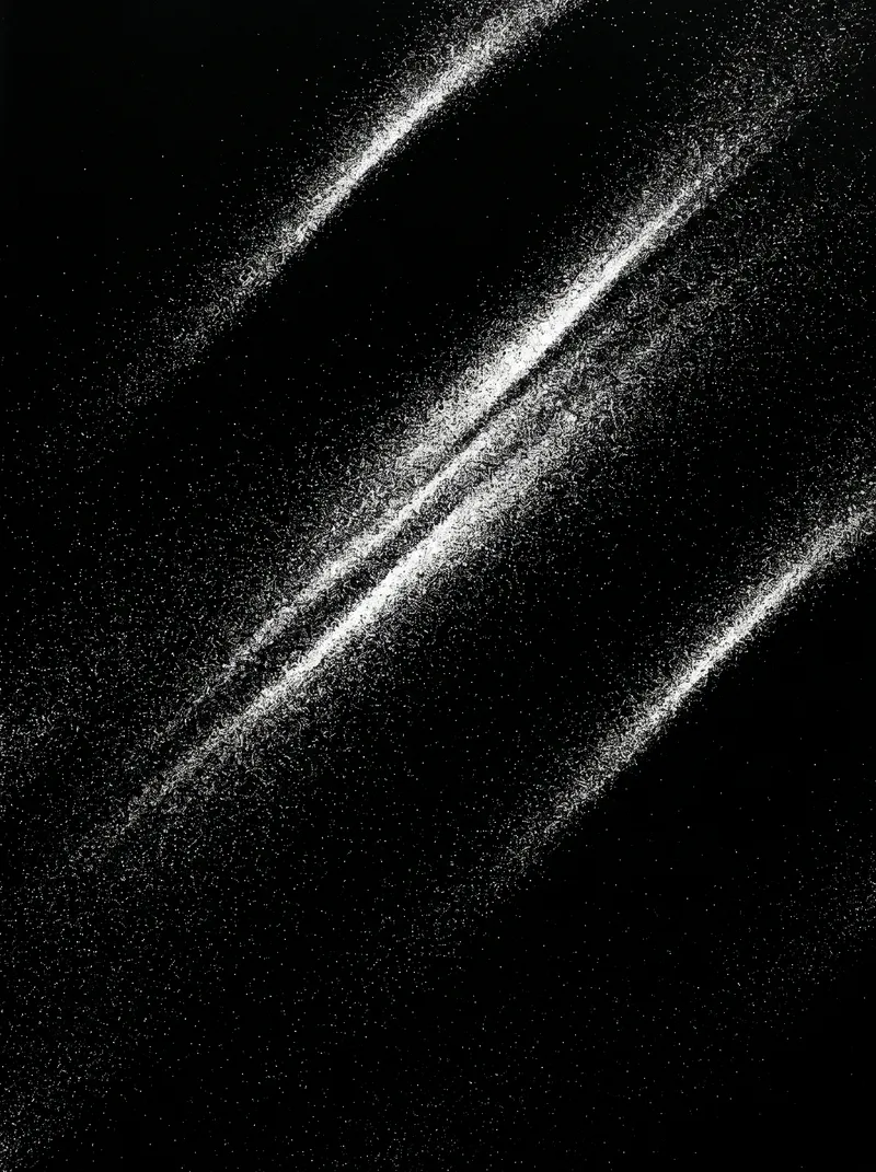 White Grain Light Streaks on Black — AI-generated photograph