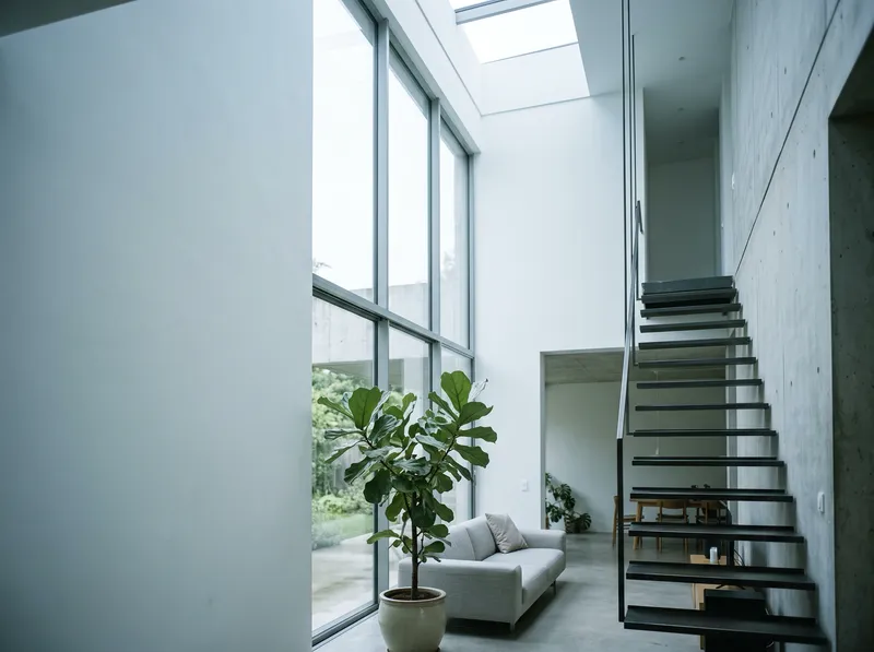 Atrium of a Modern House in Cool Daylight — AI-generated photograph