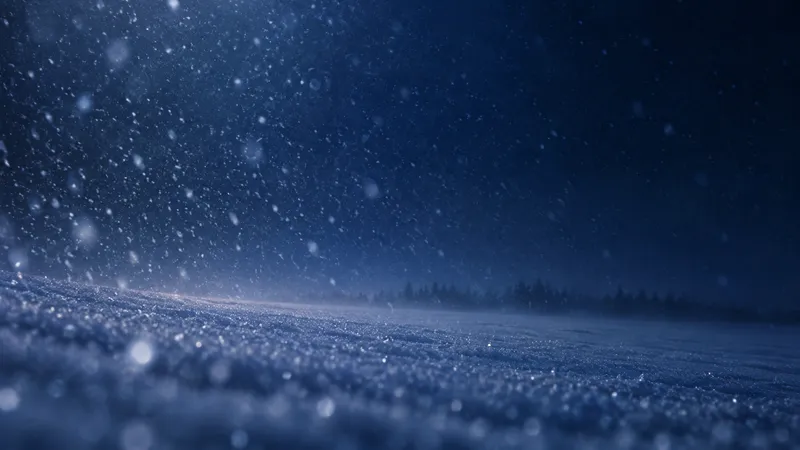 Snow Falling Over a Blue Field — AI-generated photograph