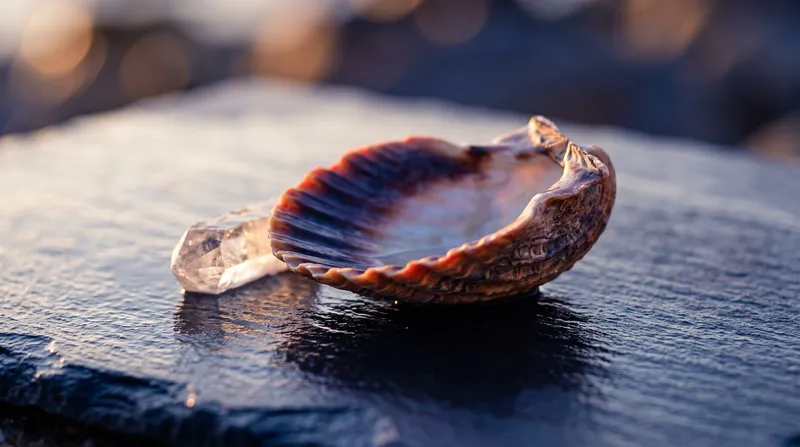 Backlit Spiral Shell With Violet Shadows — AI-generated photograph