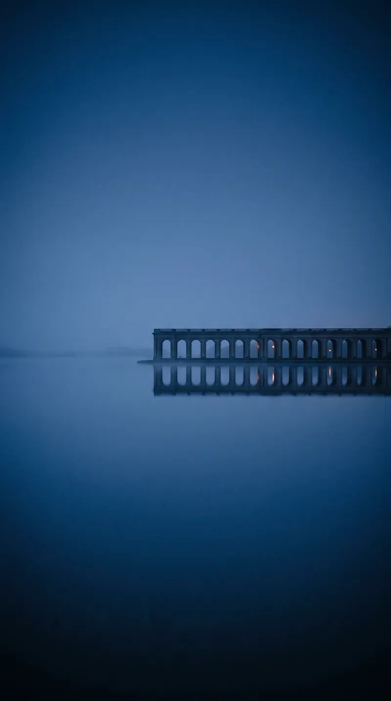 Classical Stone Arches Mirrored in Water — AI-generated photograph