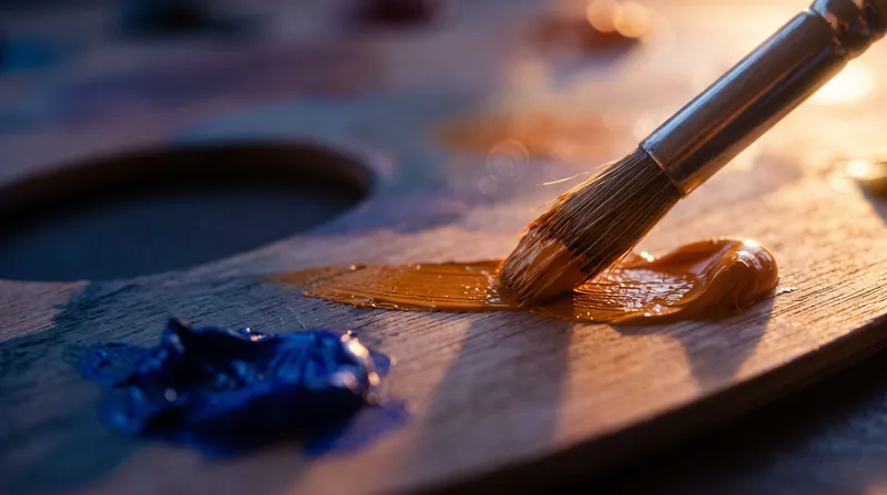 Close-up of a Loaded Paintbrush on a Palette — AI-generated photograph