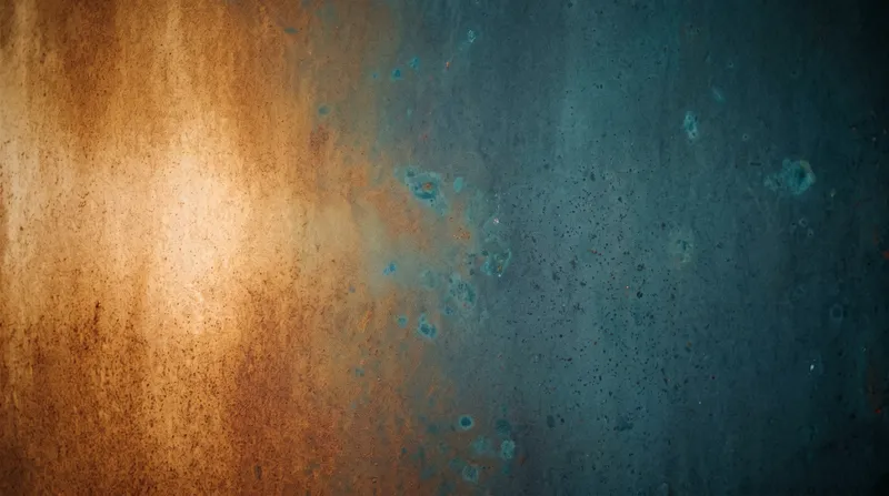 Amber and Teal Rust Field — AI-generated photograph