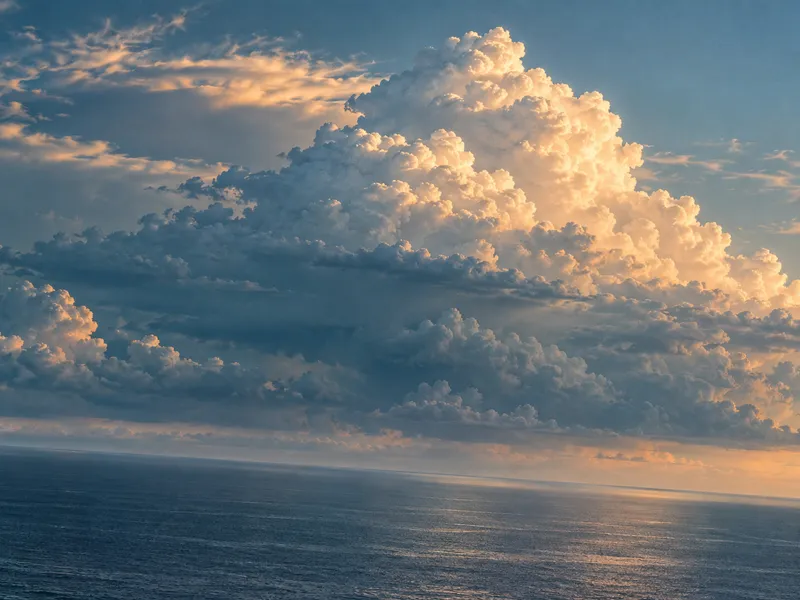 Towering Cumulonimbus Above a Calm Sea — AI-generated photograph
