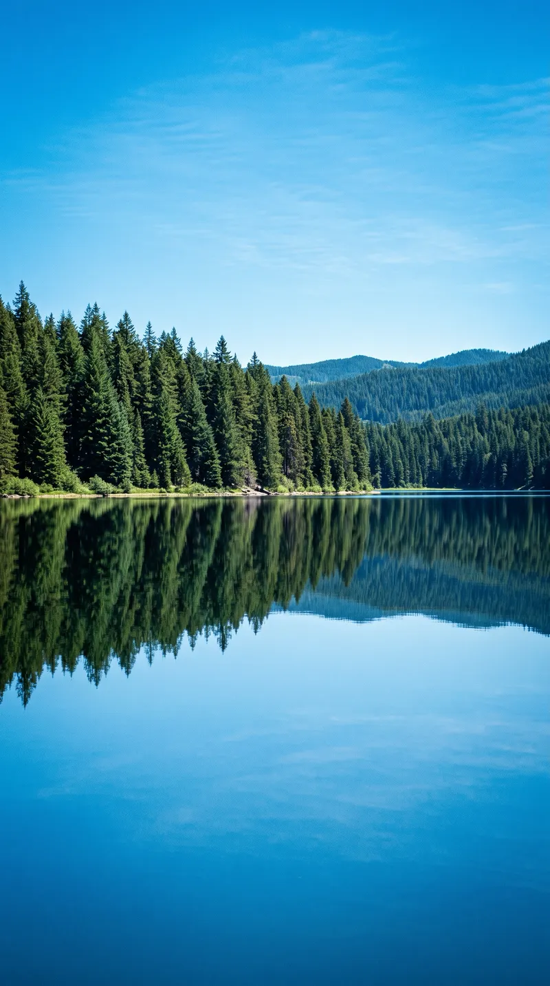 Pine Forest Reflected on a Still Lake — AI-generated photograph